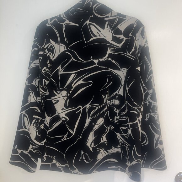 JOSEPH RIBKOFF Cowl Neck Tunic Top Black White Knit  Pockets NEW $199 Sz S/M - Picture 6 of 12